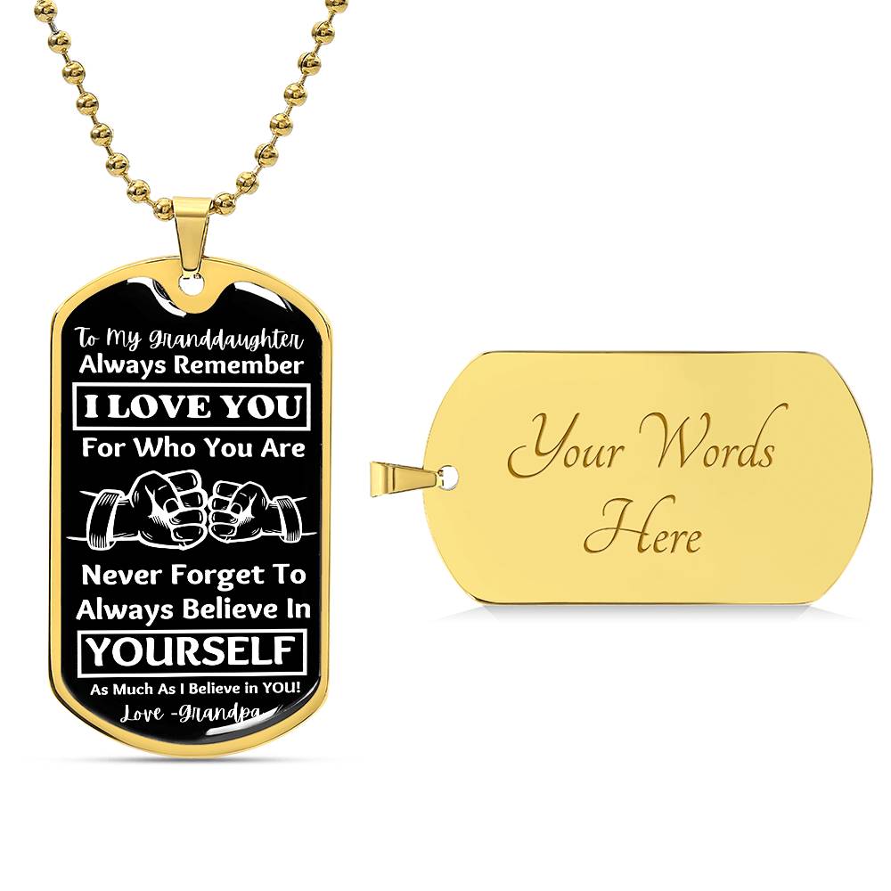 To My Granddaughter, From Grandpa Dog Tag