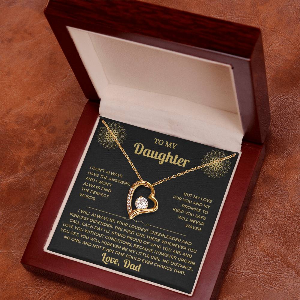 To My Daughter Necklace from Dad – Forever Love, Black & Gold Card