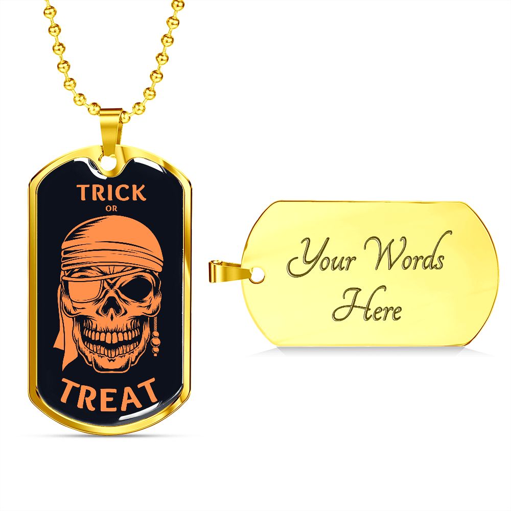 Trick or Treat Skull Halloween Dog Tag