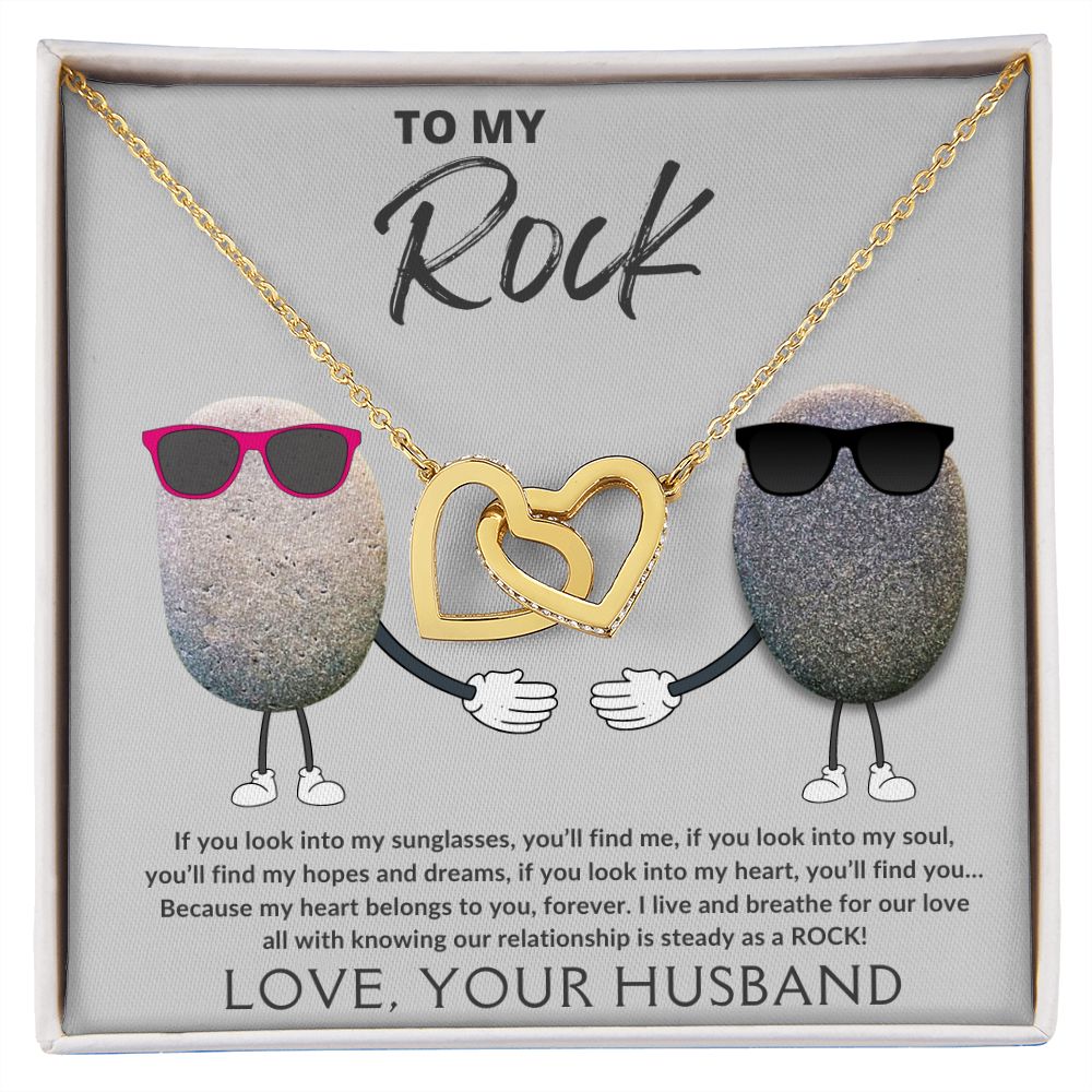 To My Rock, Interlocking Heart Wife Necklace
