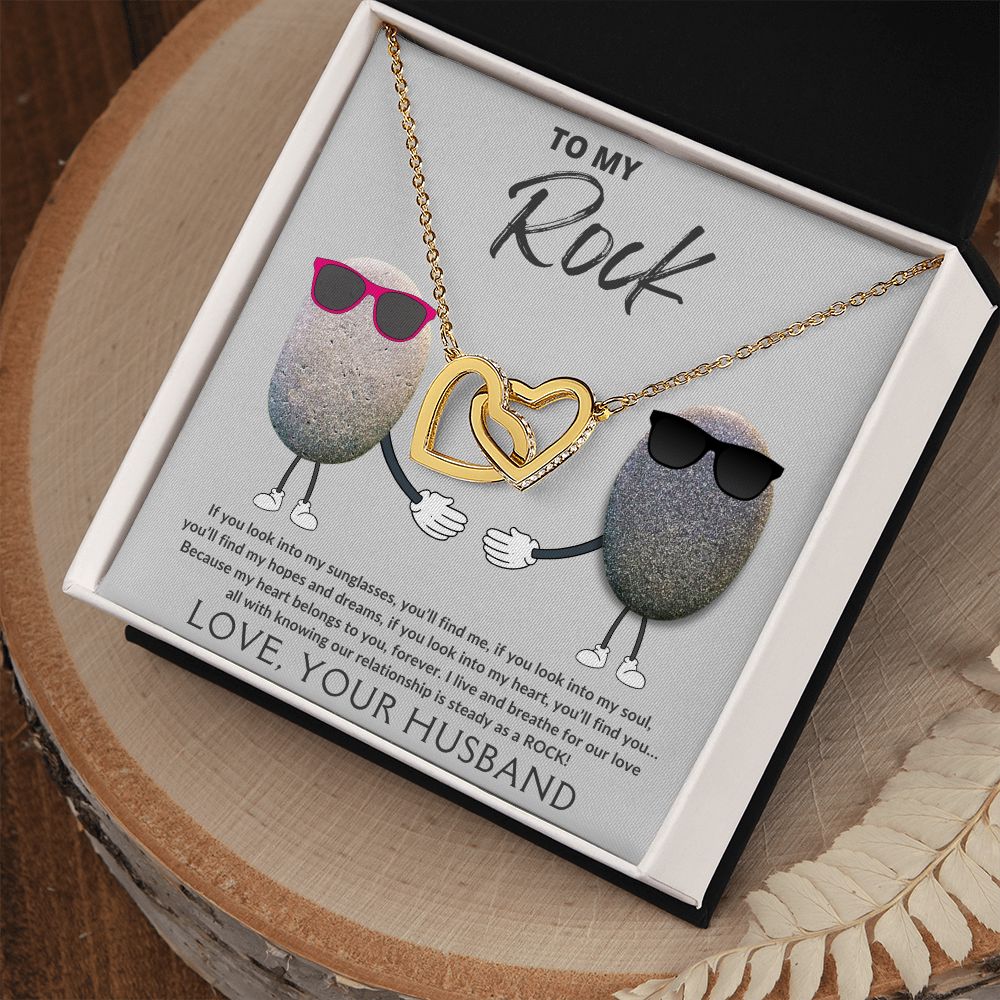 To My Rock, Interlocking Heart Wife Necklace