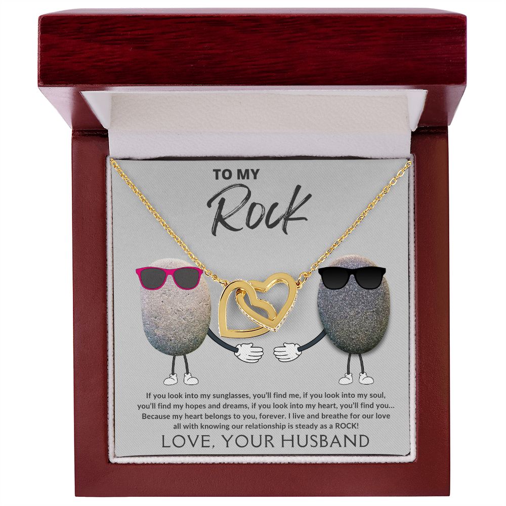 To My Rock, Interlocking Heart Wife Necklace