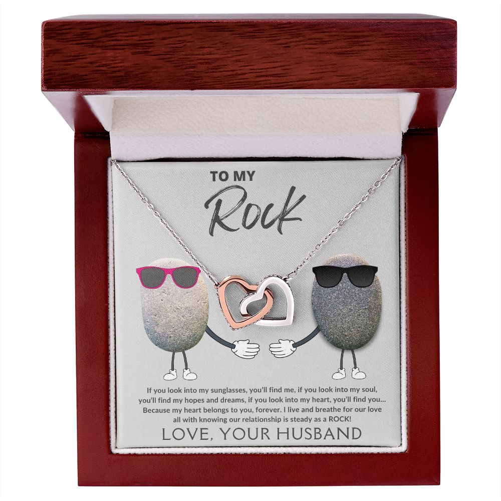 To My Rock, Interlocking Heart Wife Necklace