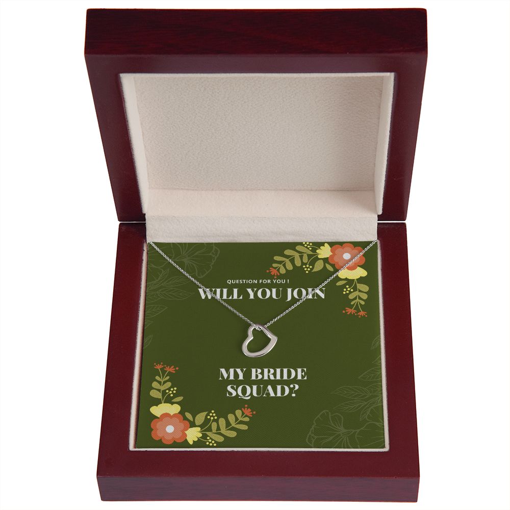 Will You Join My Bride Squad, Heart Necklace