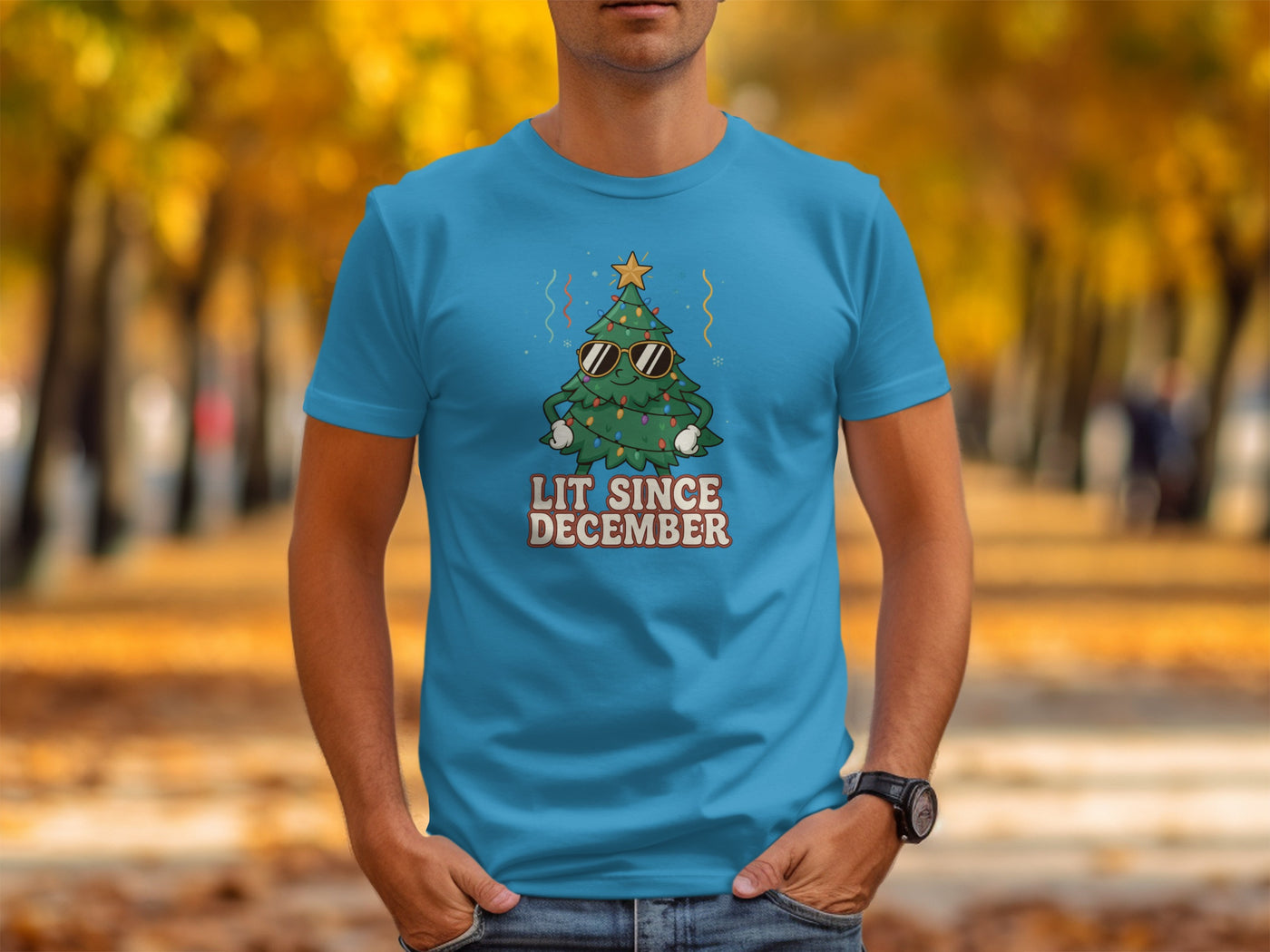 Lit Since December Christmas Tree Graphic Tee