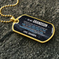 To My Grandson Necklace from Grandpa – gold dog tag necklace on dark stones