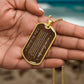 To My Grandpa Necklace from Grandson – gold dog tag held in hand to show size