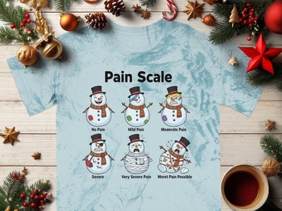 Funny Pain Scale Snowmen Humorous Medical Themed Shirt