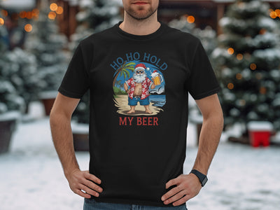Santa Claus Ho Ho Hold My Beer Graphic Tee Shirt