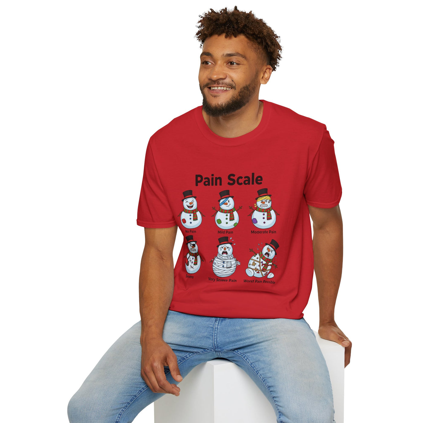 Snowman Pain Scale T-Shirt - Medical Field Christmas Tee