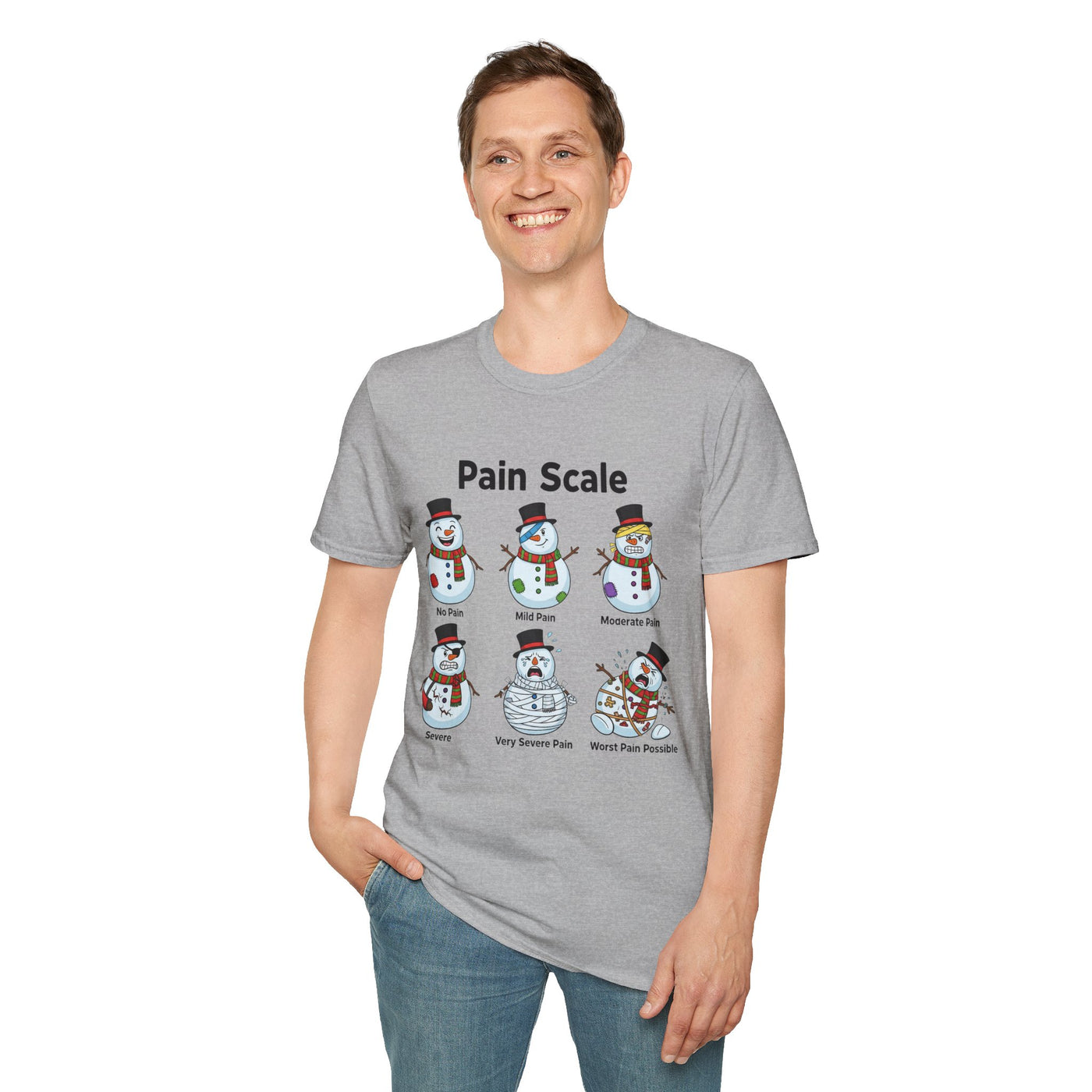 Snowman Pain Scale T-Shirt - Medical Field Christmas Tee