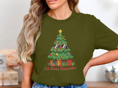Lit Since December Christmas Tree T-Shirt
