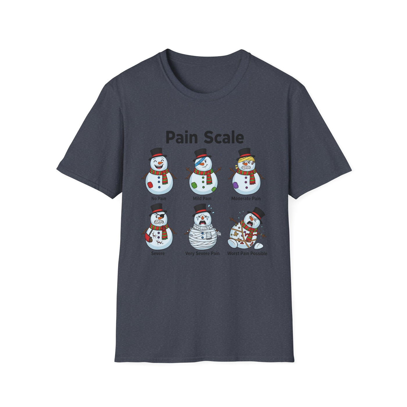Snowman Pain Scale T-Shirt - Medical Field Christmas Tee