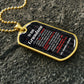 To Our Grandson Necklace from Grandma & Grandpa – gold dog tag necklace on dark stones