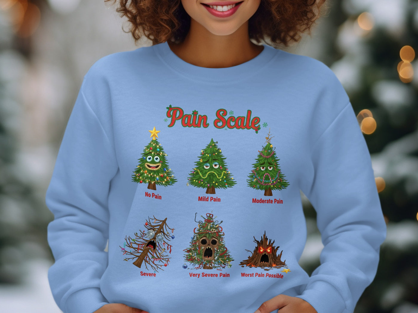 Funny Pain Scale Christmas Tree Sweatshirt
