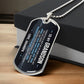 To My Grandson Necklace from Grandpa – silver dog tag necklace resting on a gift box