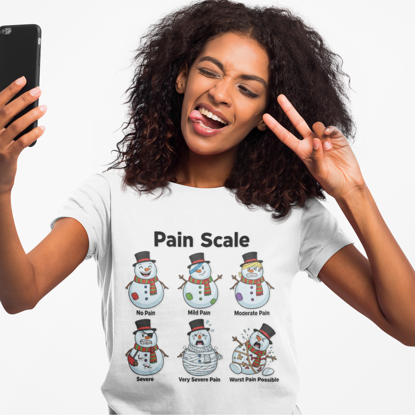 Snowman Pain Scale T-Shirt - Medical Field Christmas Tee