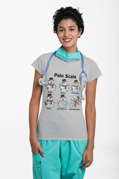 Snowman Pain Scale T-Shirt - Medical Field Christmas Tee