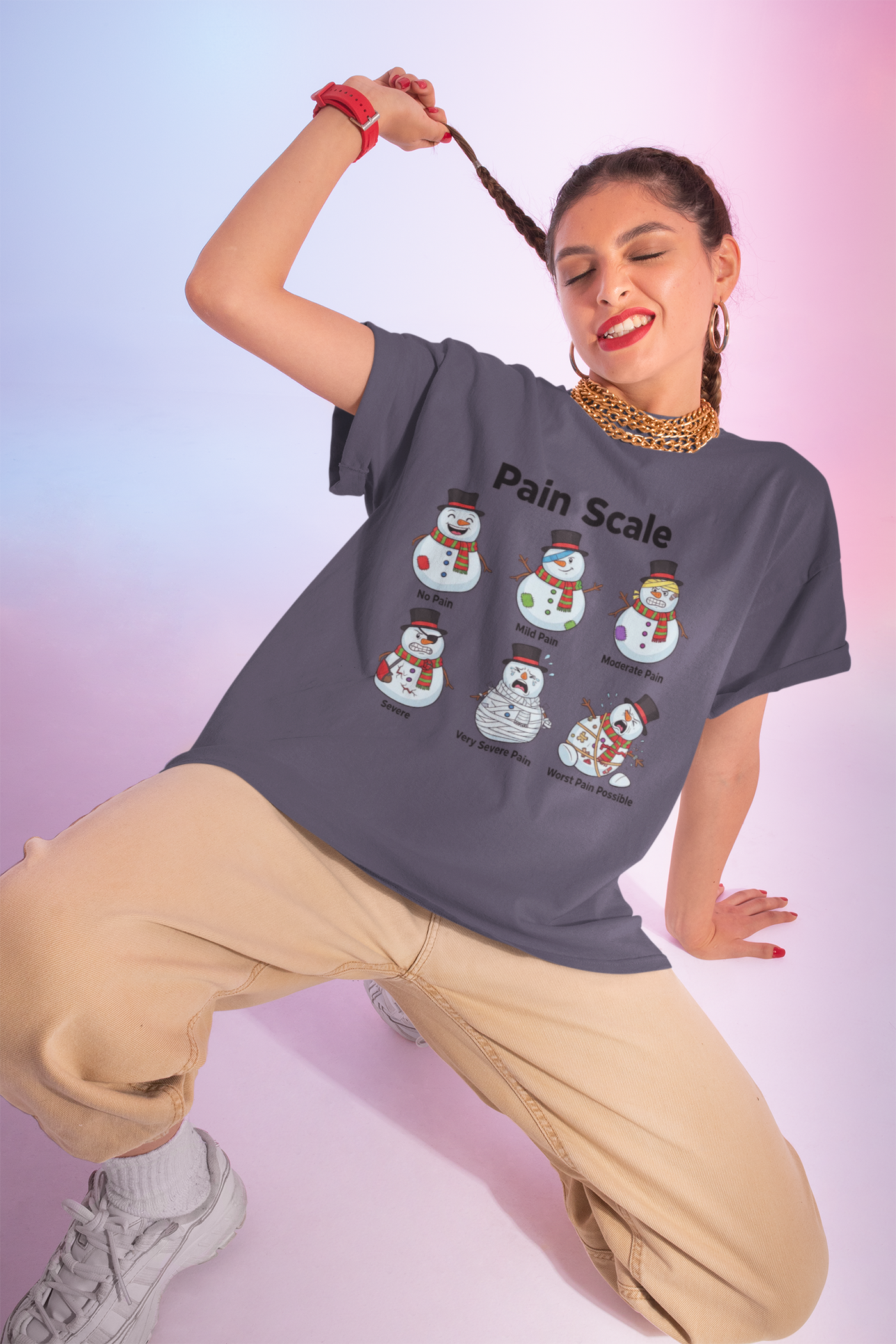 Snowman Pain Scale T-Shirt - Medical Field Christmas Tee