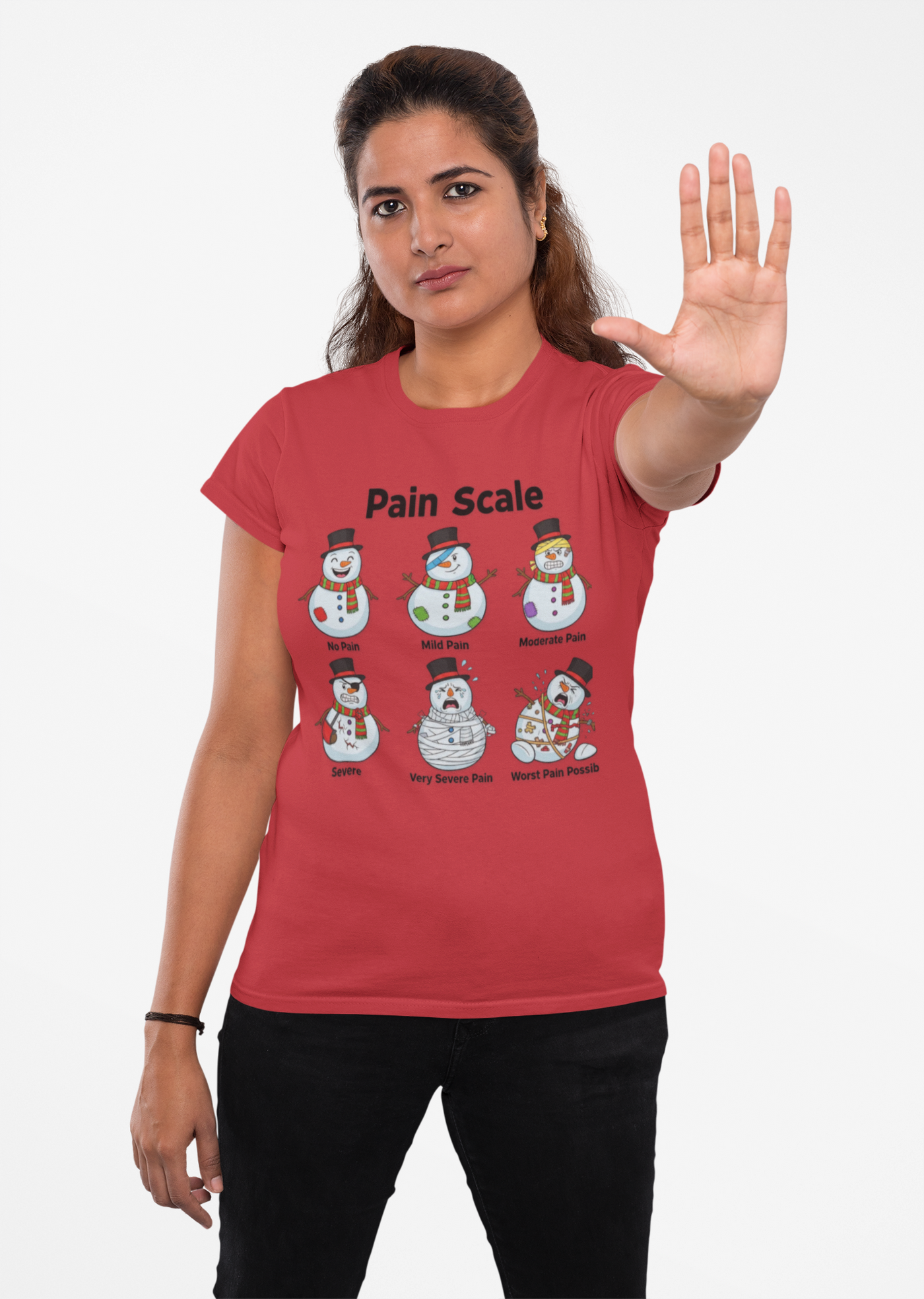 Snowman Pain Scale T-Shirt - Medical Field Christmas Tee