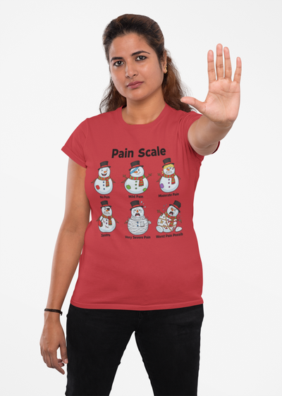 Snowman Pain Scale T-Shirt - Medical Field Christmas Tee
