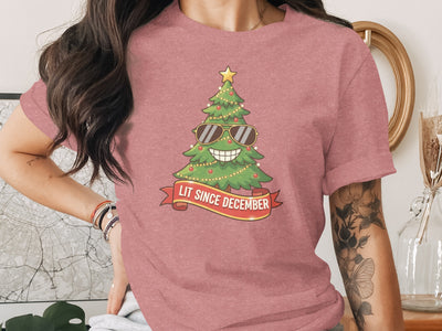 Lit Since December Christmas Tree Graphic Tee