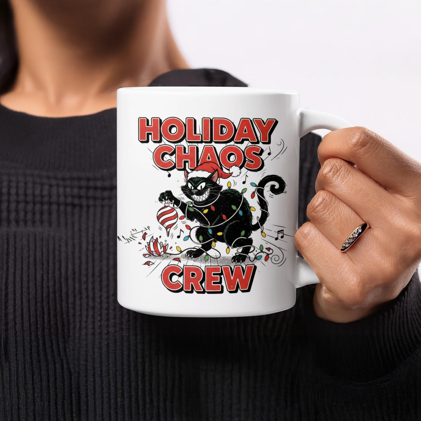 Holiday Chaos Crew Festive Mug for Cat Lovers