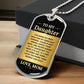 To My Daughter Necklace from Mom – close-up of the dog tag message