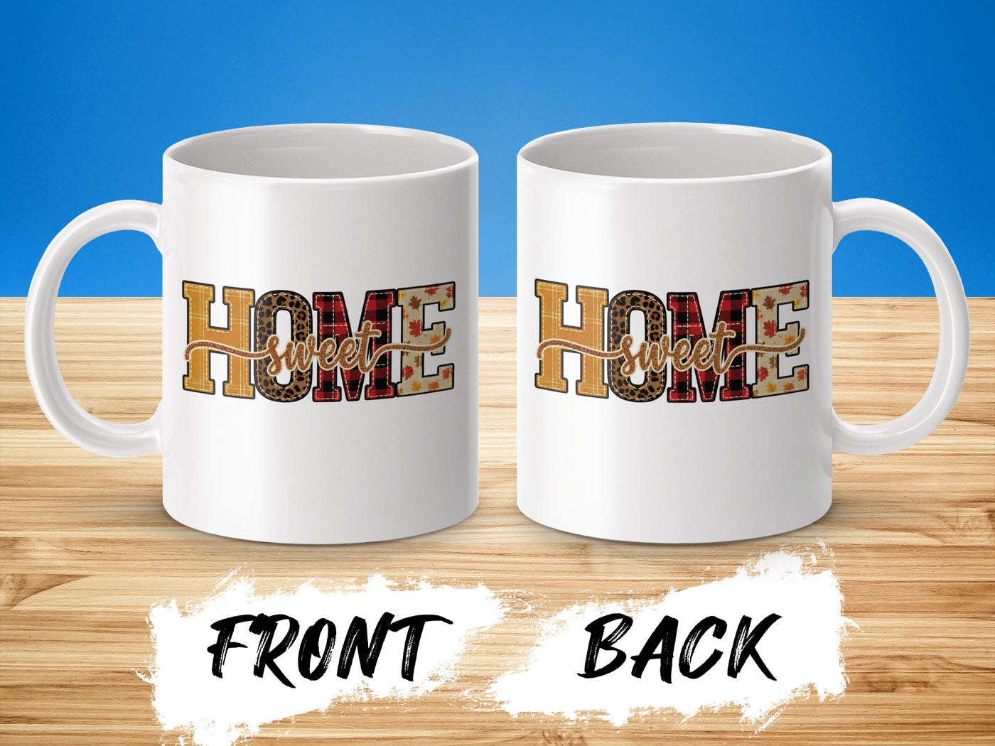 Home Sweet Home Plaid Design Coffee Mug