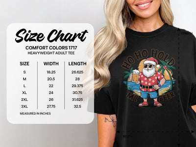 Ho Ho Hold My Beer Santa Heavyweight Adult Tee