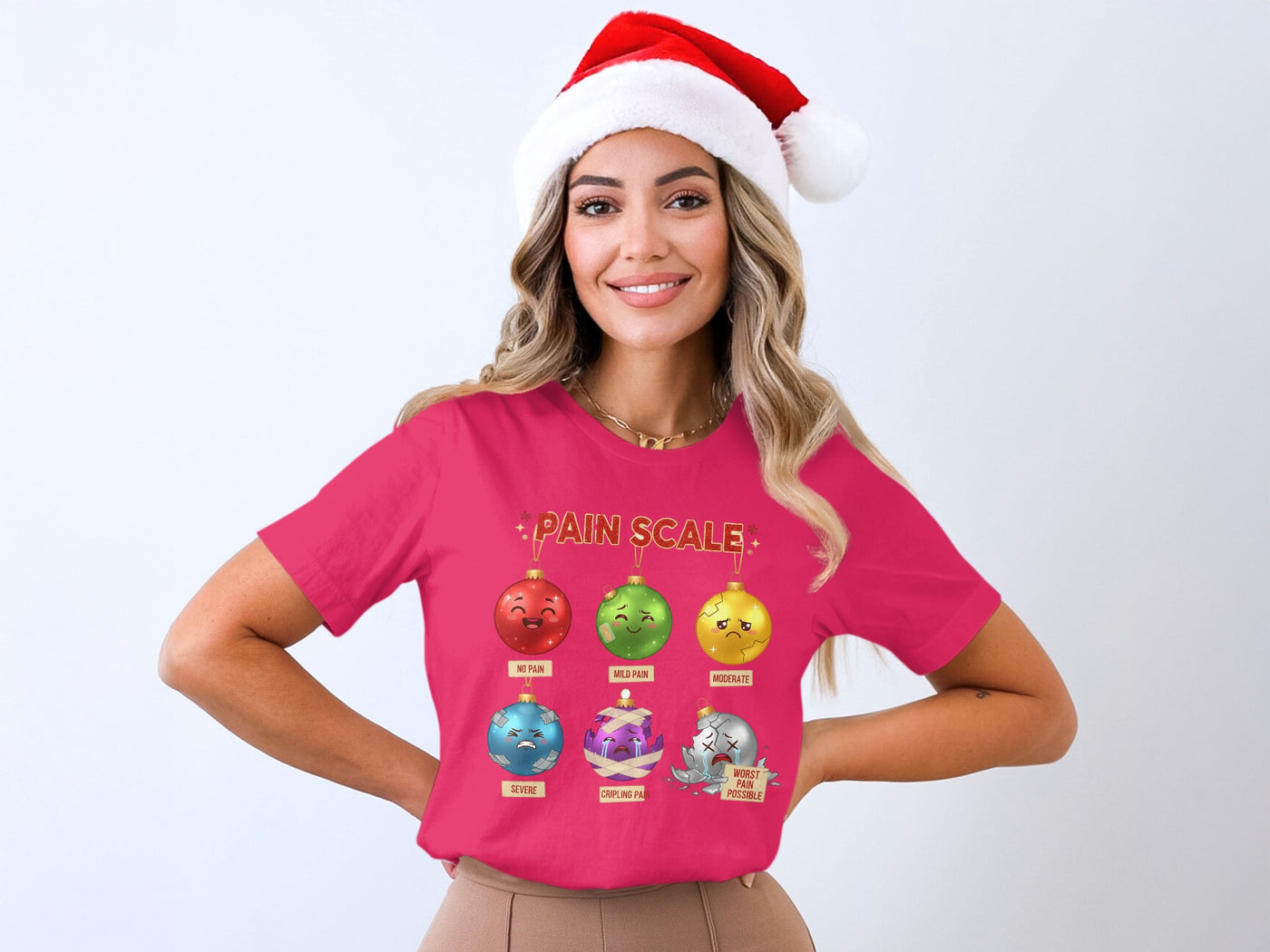 Pain Scale Christmas Ornaments T-Shirt