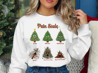 Funny Christmas Pain Scale Sweatshirt Holiday Apparel