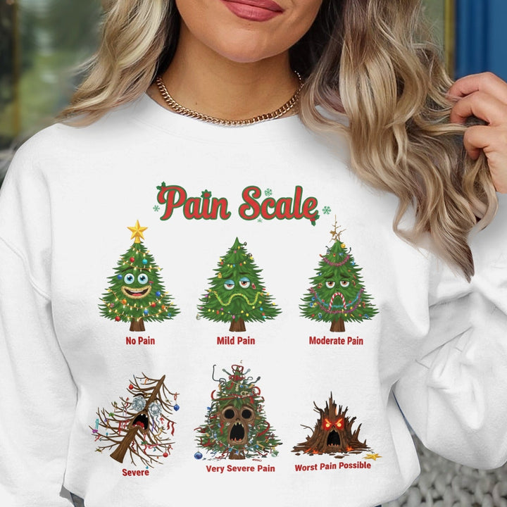 Funny Christmas Pain Scale Sweatshirt Holiday Apparel