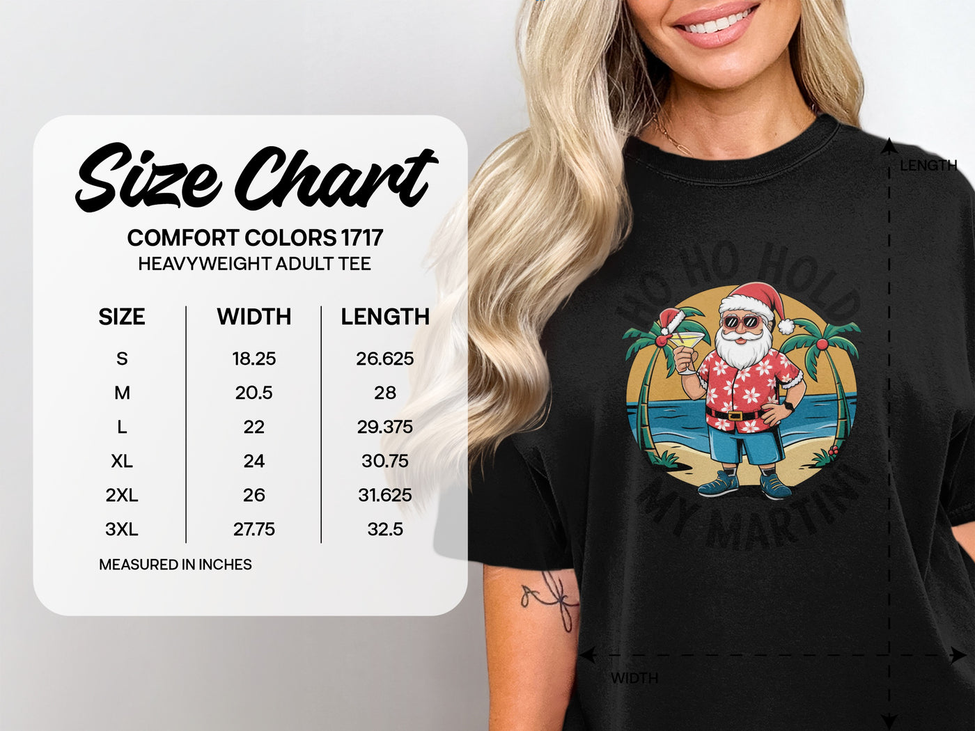 Ho Ho Hold My Martini Santa Beach Christmas Tee