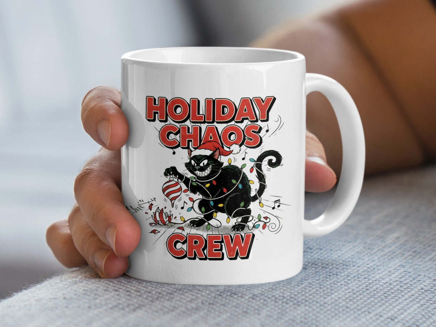 Holiday Chaos Crew Black Cat Christmas Mug