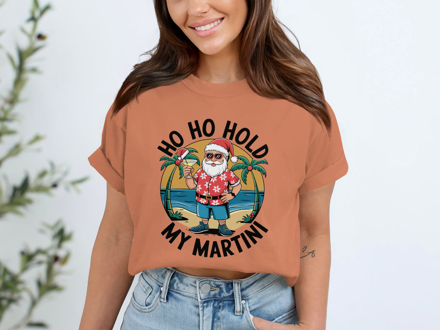 Ho Ho Hold My Martini Santa Graphic Tee