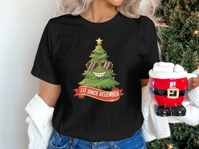 Lit Since December Christmas Tree T-Shirt