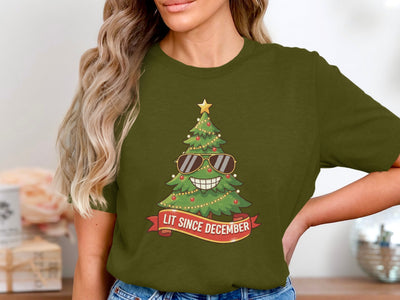 Lit Since December Christmas Tree Graphic Tee