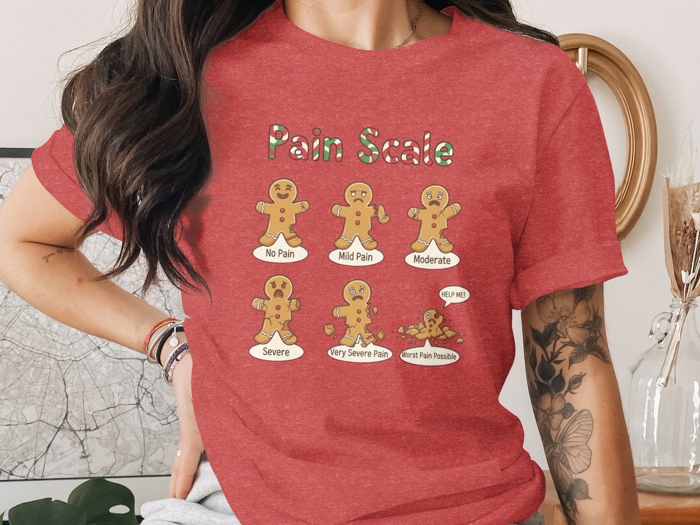 Pain Scale Gingerbread Humor Unisex Tee