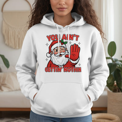 Festive Santa Hoodie You Ain't Gettin Nothin Design
