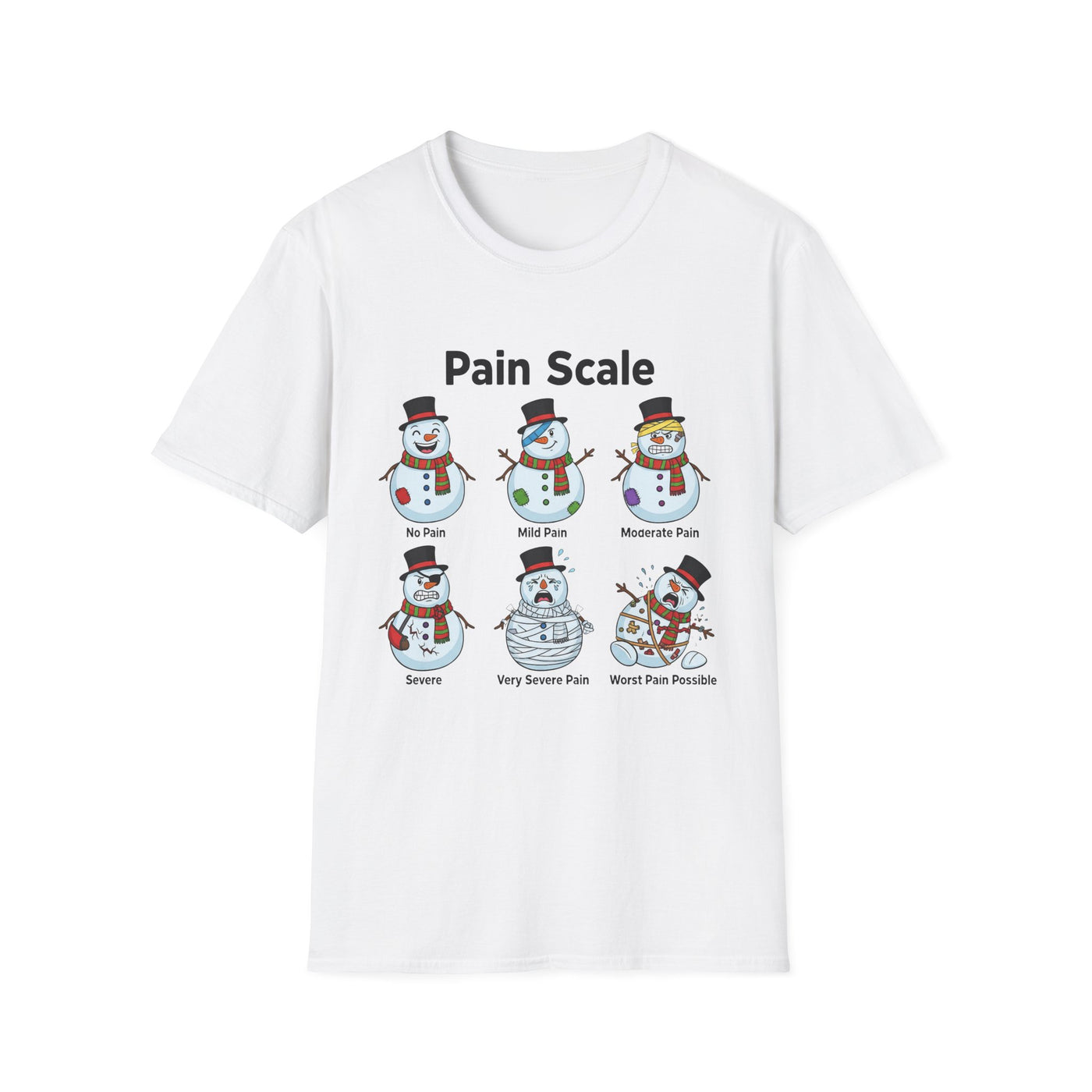 Snowman Pain Scale T-Shirt - Medical Field Christmas Tee