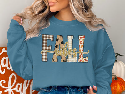 Cozy Fall Vibes Graphic Patterned Sweatshirt