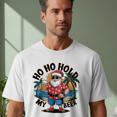 Ho Ho Hold My Beer Funny Santa Holiday Shirt