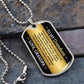 To My Grandson Necklace from Grandpa – silver dog tag necklace on slate with military ball chain