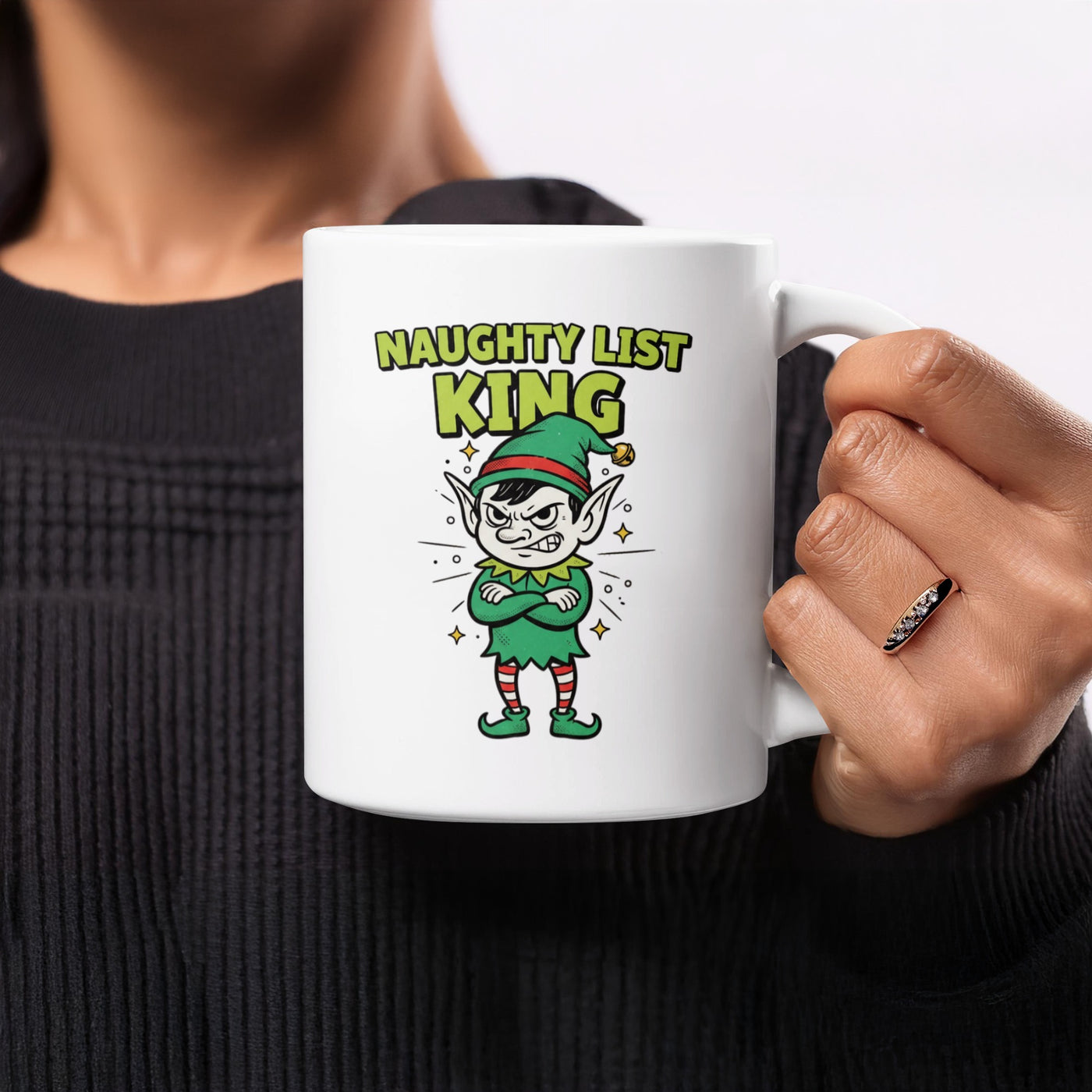 Naughty List King Elf Character Funny Mug