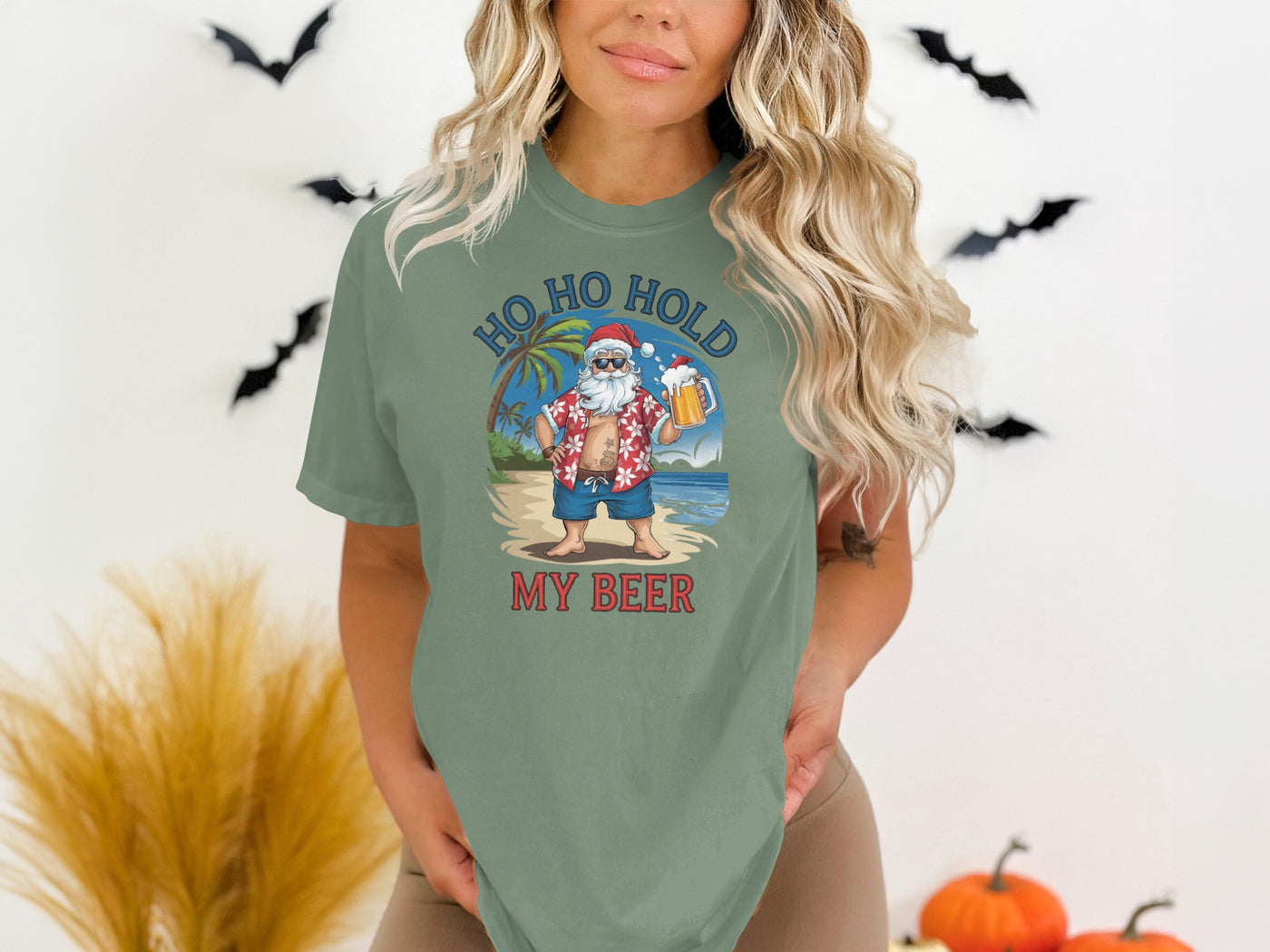 Ho Ho Hold My Beer Funny Santa T-Shirt