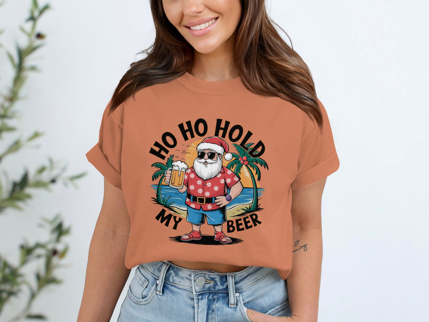 Ho Ho Hold My Beer Santa Graphic Tee