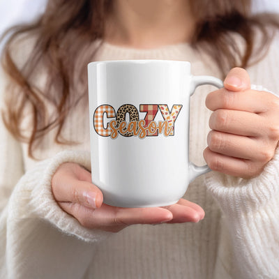 Cozy Season Text Design on White Mug