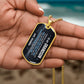 To My Grandson Necklace from Grandpa – gold dog tag held in hand to show size