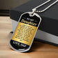 To My Daughter Necklace from Dad – silver dog tag necklace resting on a gift box